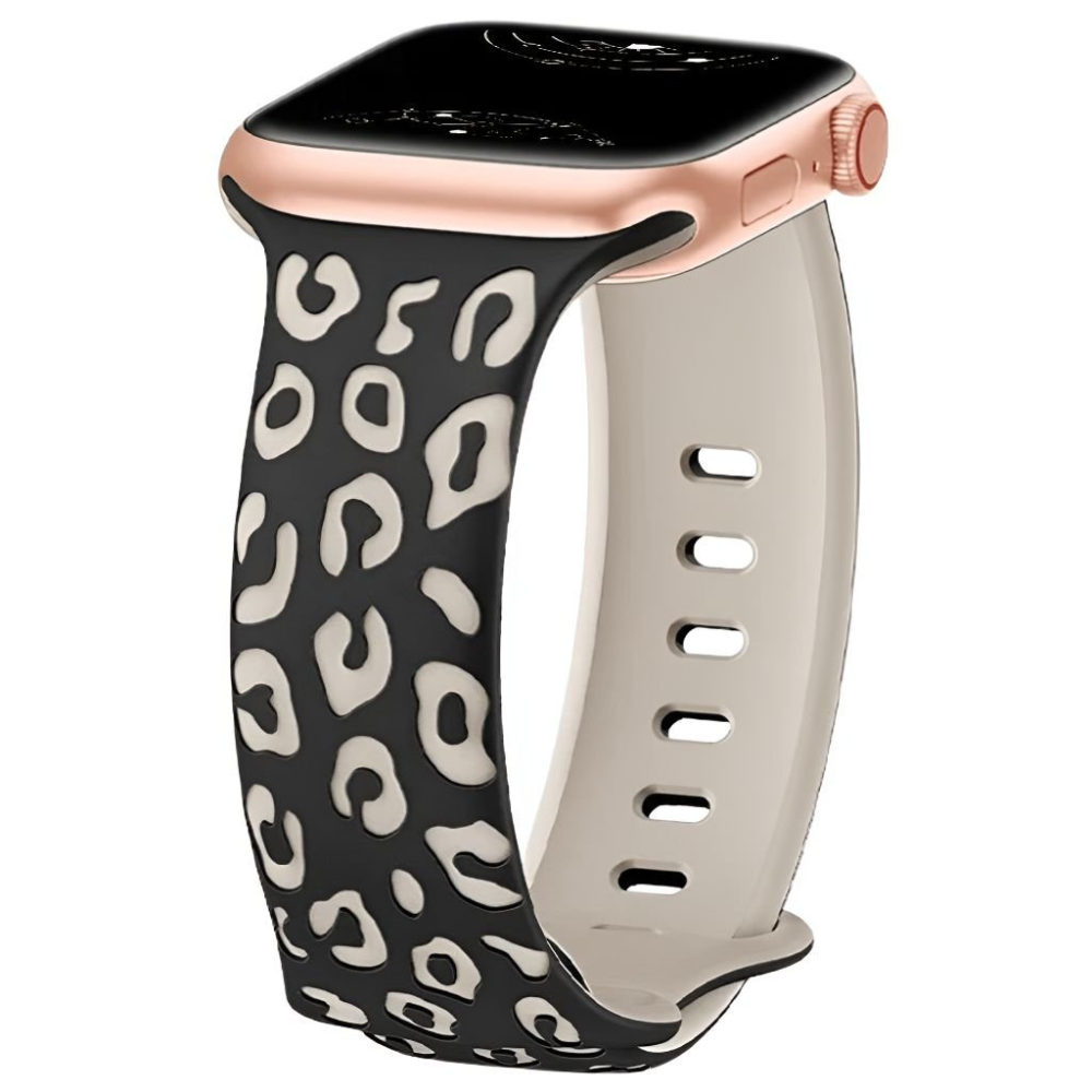 Obvius Silikon Armband mit eingraviertem Leoparden-Muster