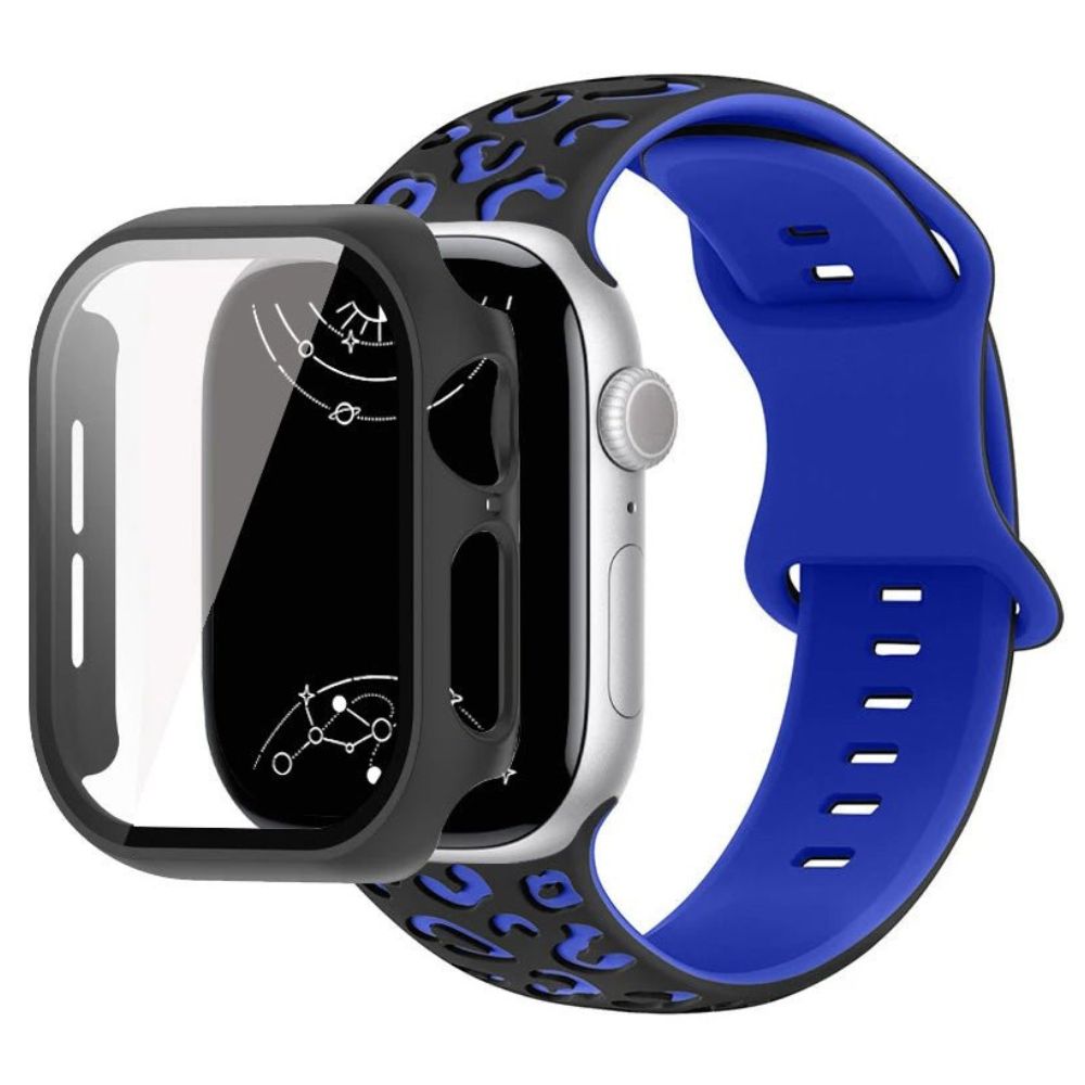 Aureus Gravur Leopard Silikon Armband mit Glasgehäuse