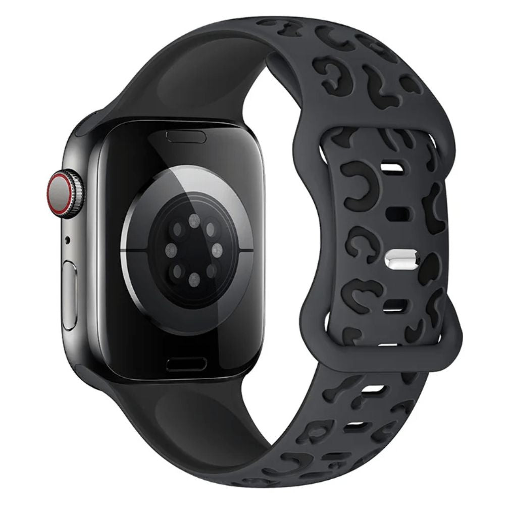 Aureus Gravur Leopard Silikon Armband mit Glasgehäuse