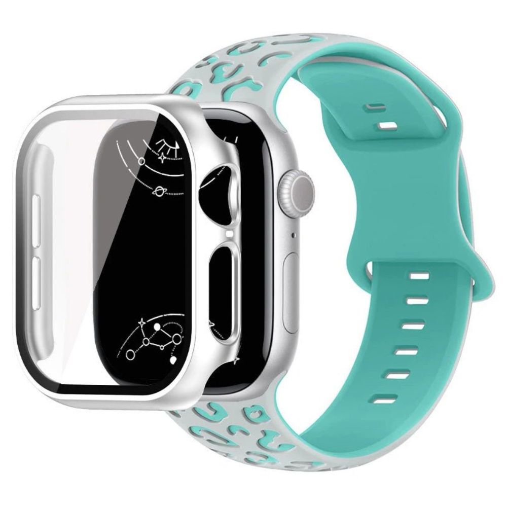 Aureus Gravur Leopard Silikon Armband mit Glasgehäuse