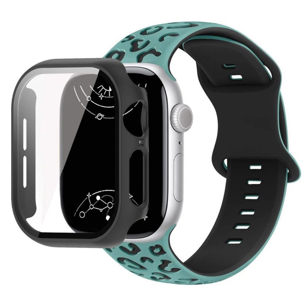 Aureus Gravur Leopard Silikon Armband mit Glasgehäuse