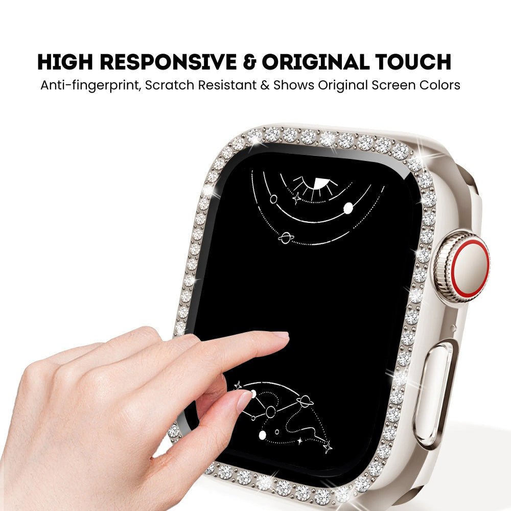 Indigeo Bling Diamond Apple Watch-Gehäuse Aus Gehärtetem Glas