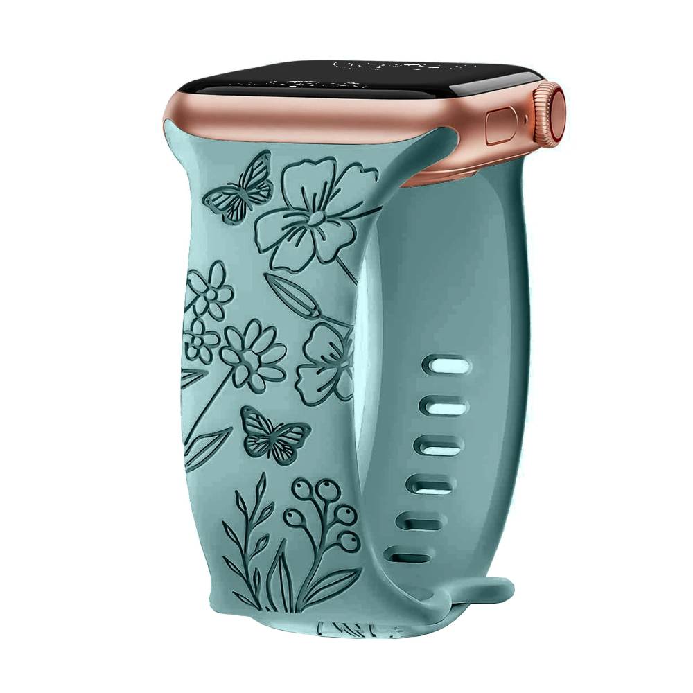 Levo Floral Engraved Silicone Loop Band - Astra Straps