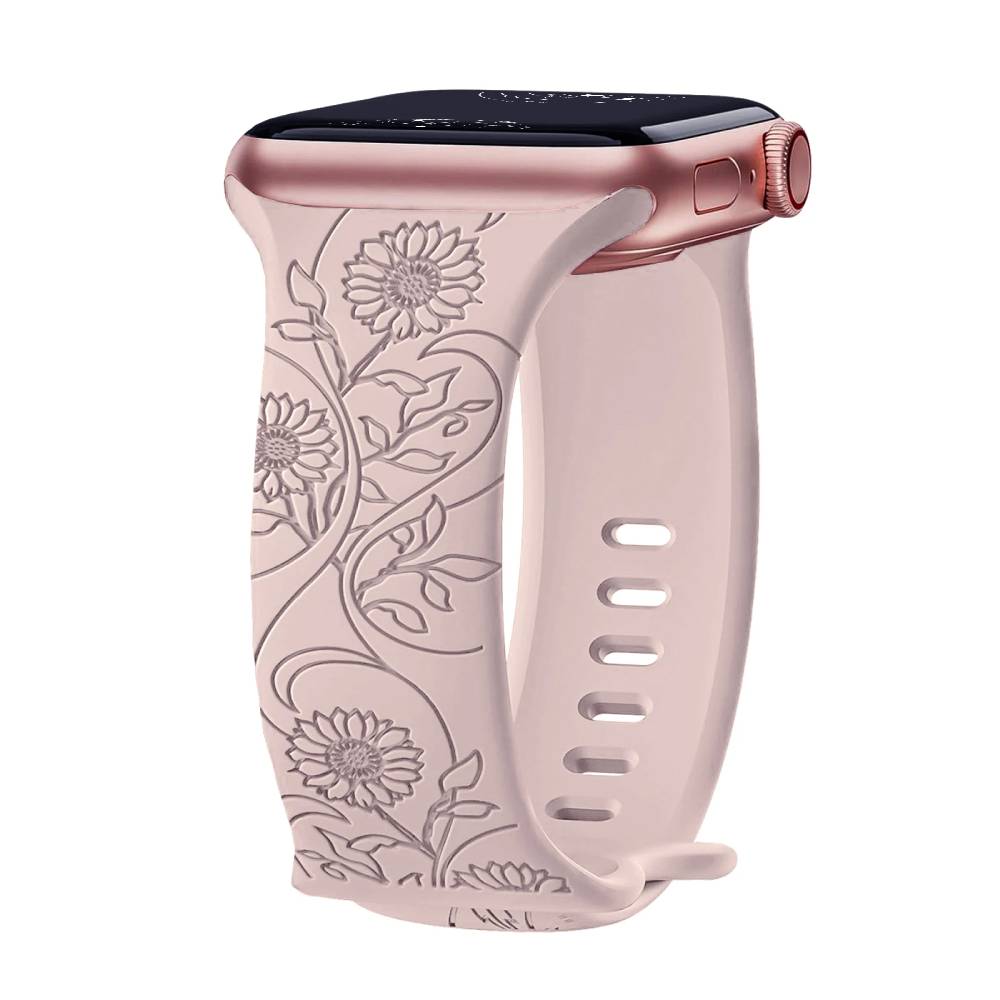 Levo Floral Engraved Silicone Loop Band - Astra Straps