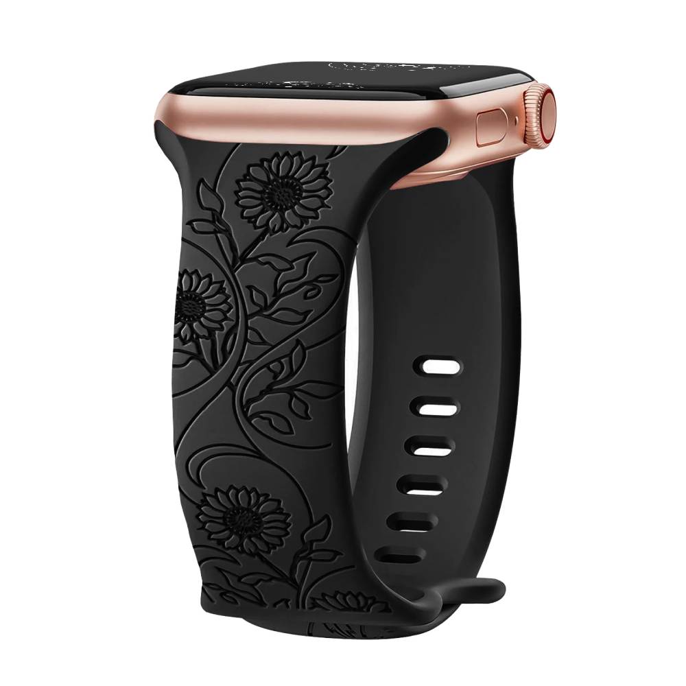 Levo Floral Engraved Silicone Loop Band - Astra Straps