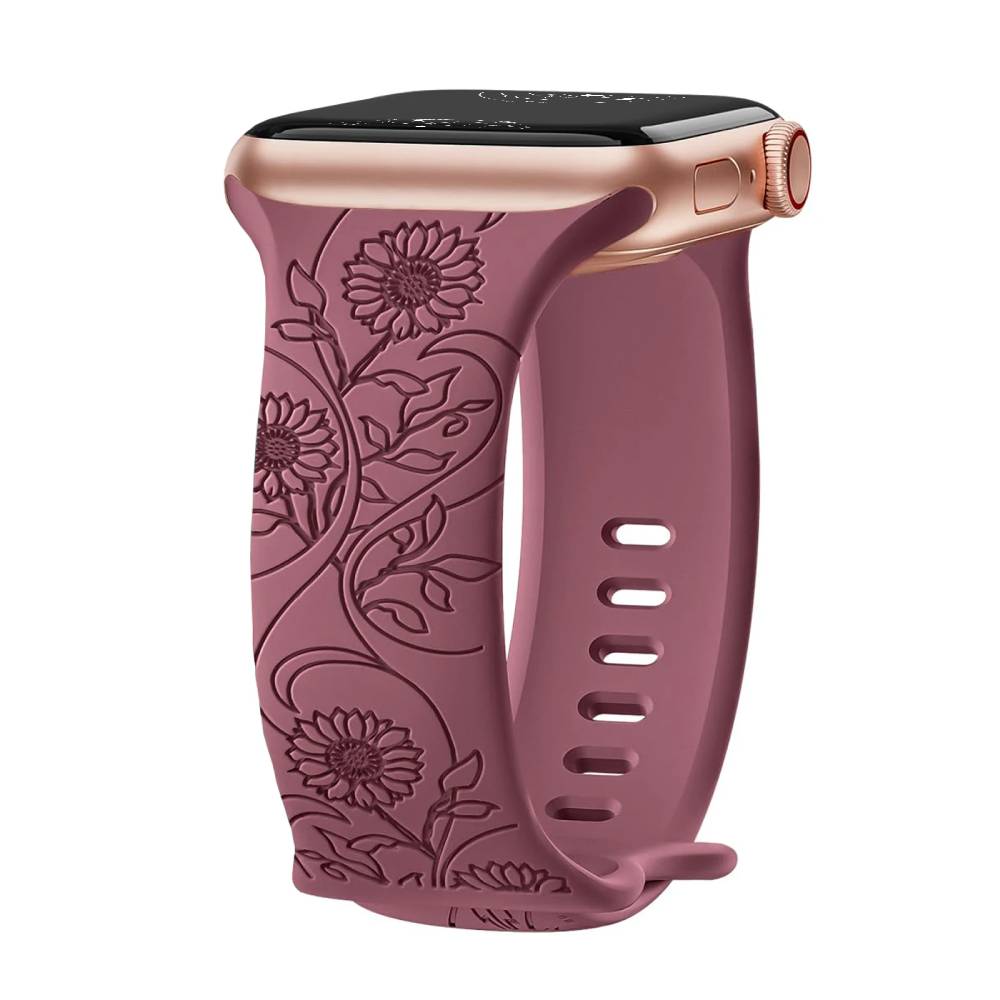 Levo Floral Engraved Silicone Loop Band - Astra Straps