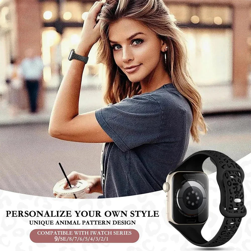 Gratus Leopard Engraved Slim Silicone Band - Astra Straps