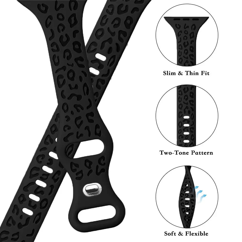 Gratus Leopard Engraved Slim Silicone Band - Astra Straps