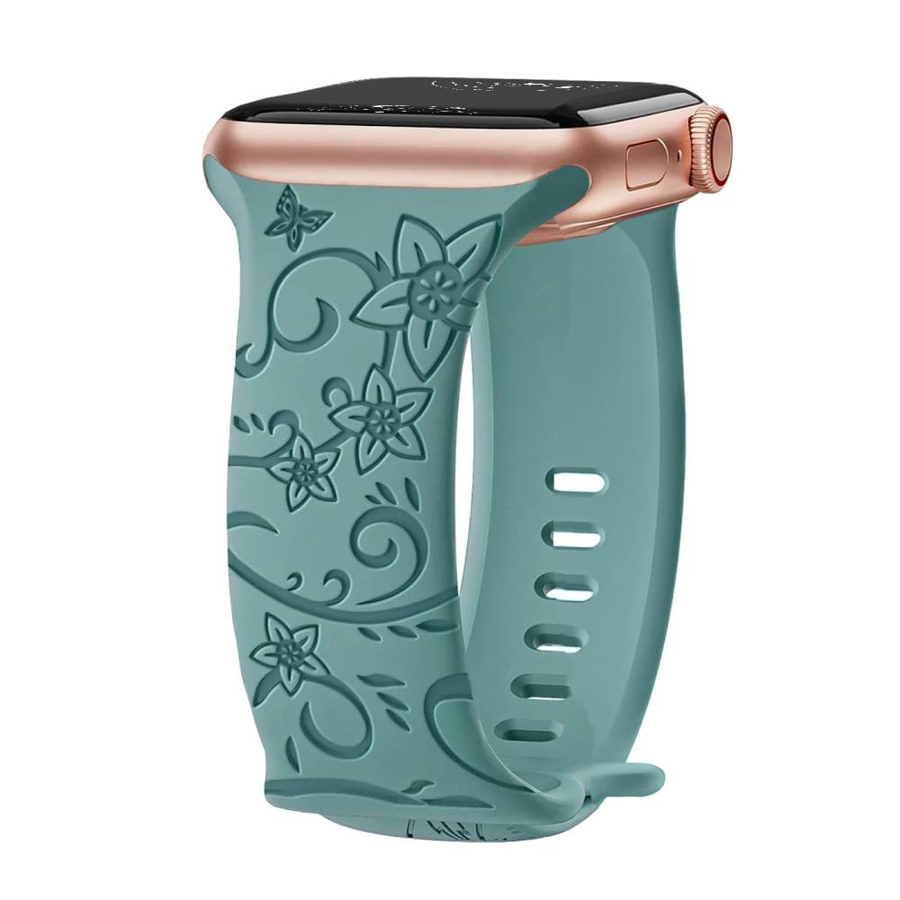 Levo Floral Engraved Silicone Loop Band - Astra Straps