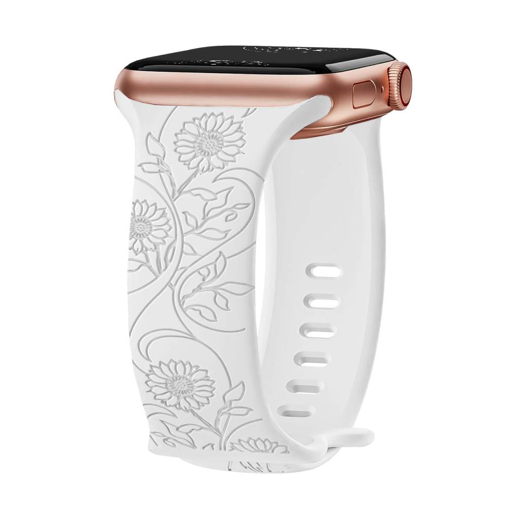 Levo Floral Engraved Silicone Loop Band - Astra Straps