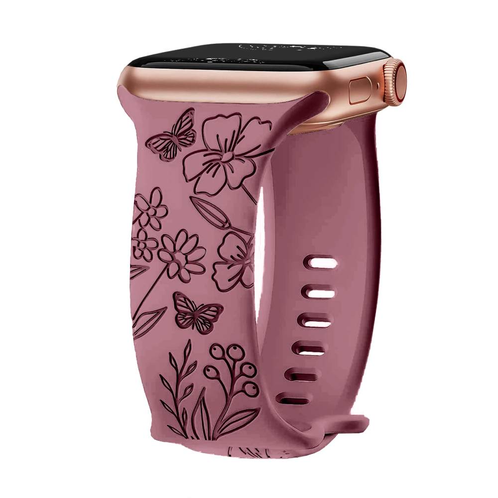 Levo Floral Engraved Silicone Loop Band - Astra Straps