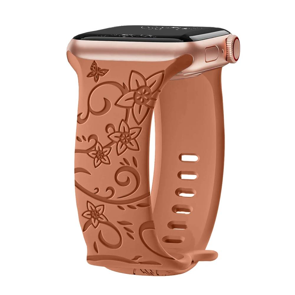 Levo Floral Engraved Silicone Loop Band - Astra Straps