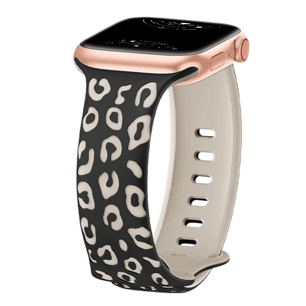 Obvius Silicone Band With Engraved Leopard Pattern - Astra Straps