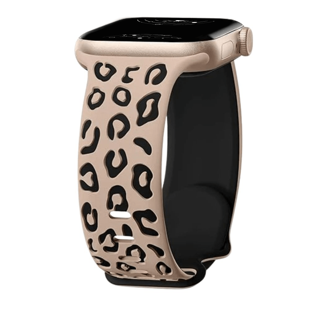 Obvius Silicone Band With Engraved Leopard Pattern - Astra Straps