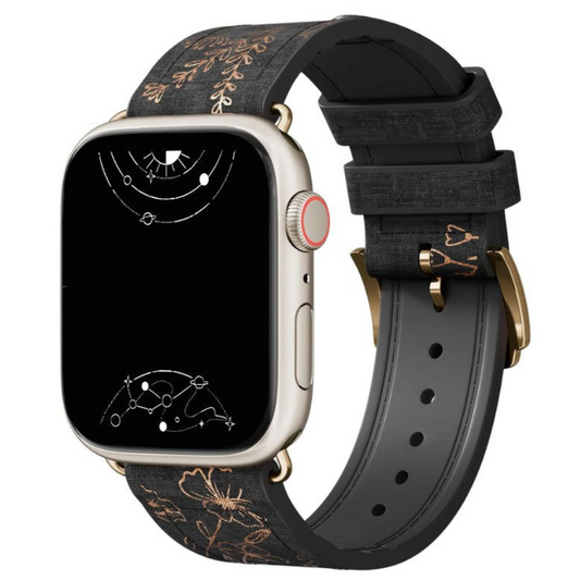 Satura Graviertes Blumen-Silikon Armband